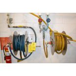 Strahman mixer valve and 2 each stainless steel hose reels, RIGGING FEE $75