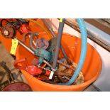 Lot of barrel pumps, approximately 7, with barrel pump cart, RIGGING FEE $50
