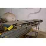 12" wide x 11' long stainless steel belt conveyor, sloped sides, 1hp Duradrive pulley motor, 460v.