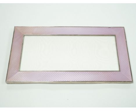 A modern Italian Hamilton 925 and pink guilloche enamel mounted rectangular photograph frame, 30cm.