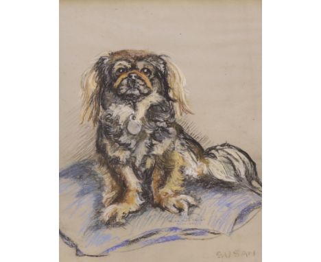 Truda Hope Panet, mid 20th century pastel, Portrait of a dog 'Susan', signed and dated, 50 x 40cm