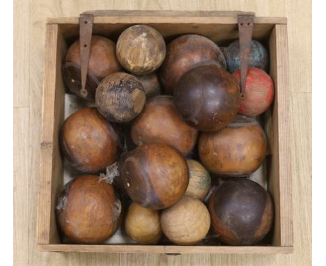 A boxed Table croquet set and a box of lignum vitae etc. bowls