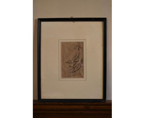 A framed and glazed Chinese ink drawing. 