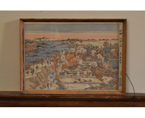 Framed and glazed print, Landscape at Mimeguri 