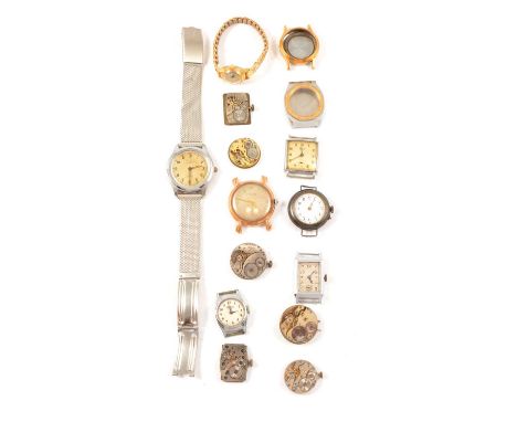 Quantity of vintage and other wristwatch movements, etc. as found.