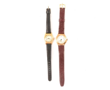 Vintage 9ct gold cased wristwatch, the dial with subsidiary seconds dial, Swiss 15 jewel movement, 30mm, replaced leather str
