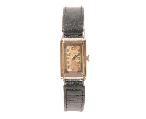 Vintage Rolex ladies wristwatch, rectangular bi-metal case numbered 021554 1863, the dial with Arabic numerals, Rolex Extra P