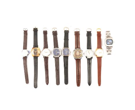 Small quantity of electric and other wristwatches, including Timex, Angelus, Rotary, etc., as found.Qty: 9