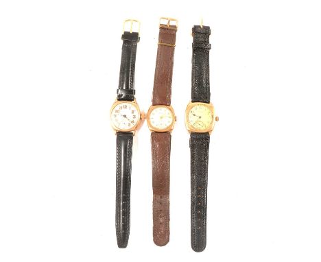 Vintage 9ct gold cased wristwatch, presentation engraved case, dial signed Waltham, Waltham movement, 31mm, replaced leather 