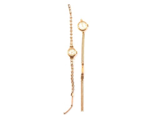 Vintage lady's wristwatch, 9ct gold case and bracelet strap, circular dial signed Bentima, Bentima Star 17 jewel movement, (w