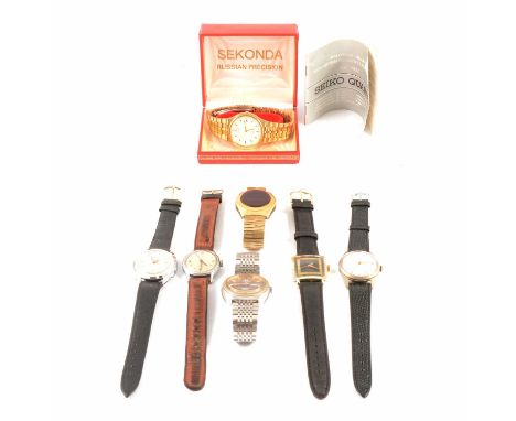 Quantity of Gent's wristwatches, including Timex, Orfina, Sekonda and others.Qty: Qty