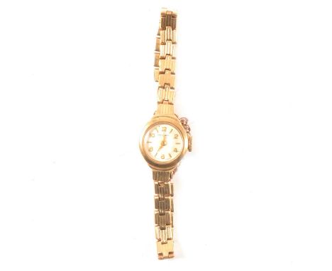 Vintage lady's wristwatch, 9ct gold case and bracelet strap, circular dial wigned Renown, Bravingtons 17 jewel movement (not 