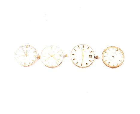 Four vintage watch movements and dials, inculding a Tudor Oyster Prince movement in pieces, perhasp incomplete, Tissot Visoda