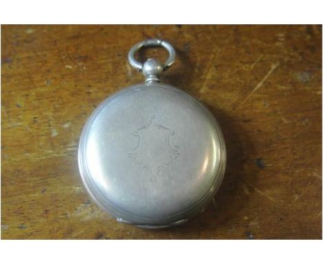 POCKET WATCH - A fine silver cased pocket watch, with key wind movement, enamel dial with Roman numeral markers & subsidiary 