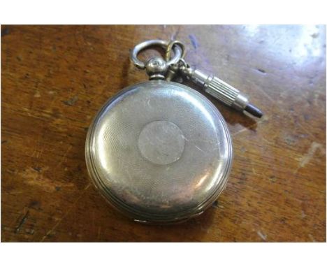 POCKET WATCH - A silver cased pocket watch with enamel dial, Roman numeral markers & subsidiary seconds dial. Case fully Hall