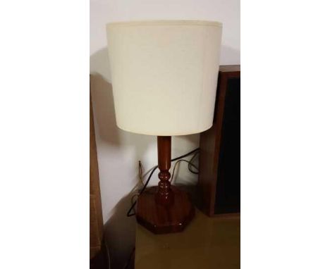 FURNITURE/ HOME - A handmade wooden table lamp with shade.