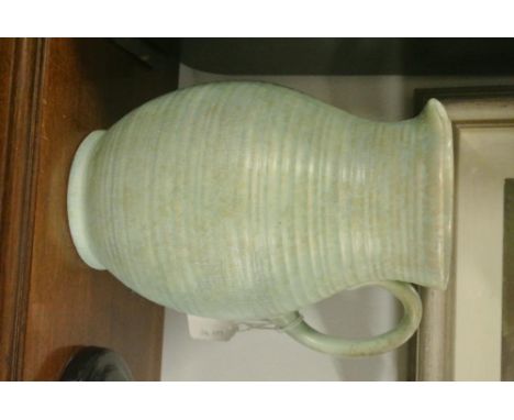 VINTAGE/ CERAMIC - A beautiful vintage blue glaze ceramic jug, marked 'Made in Stone - England' to base. Measures 24cm tall.
