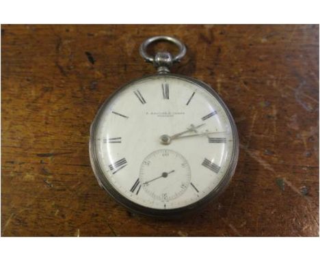 POCKET WATCH - A silver cased pocket watch by S. Maguire & Compy - Belfast, with white enamel dial, Roman numeral markers & s