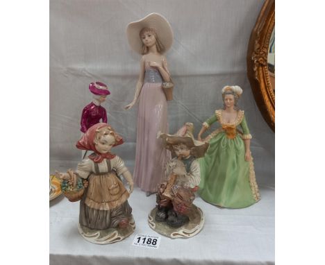 A Nao by Lladro figure, Franklin Mint Marie Antoinette &amp; 3 other figures COLLECT ONLY