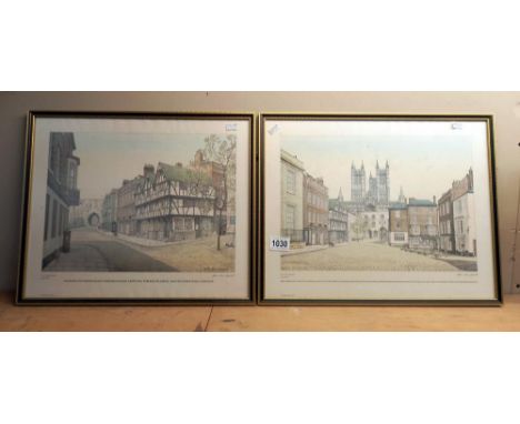 2 hand tinted limited edition prints of Old Lincoln by John Rees-Jowett COLLECT ONLY