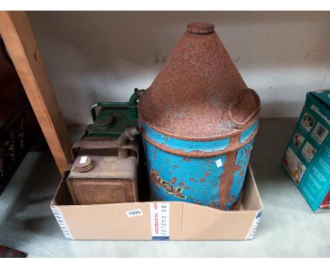 An old large Sternol oil can &amp; 2 vintage petrol cans  COLLECT ONLY