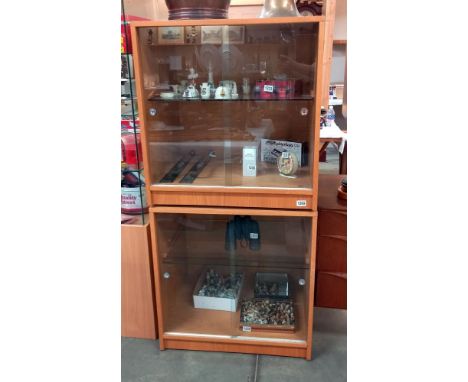 2 light oak display cabinets COLLECT ONLY