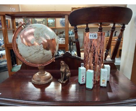 A decorative globe, ornate aromatic lamp air freshener &amp; rabbit ornament COLLECT ONLY