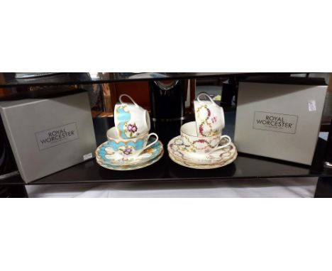 2 boxed Royal Worcester sets of 2 cups and saucers