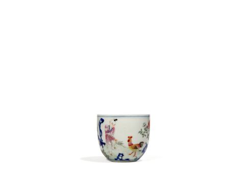 A CHINESE FAMILLE ROSE CHICKEN BOWL, 19TH/EARLY 20TH CENTURY The U-shaped body painted to the exterior with a young boy and a