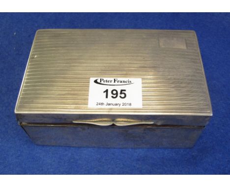 Silver rectangular engine turned cigarette box with Birmingham hallmarks.(B.P. 24% incl. VAT)