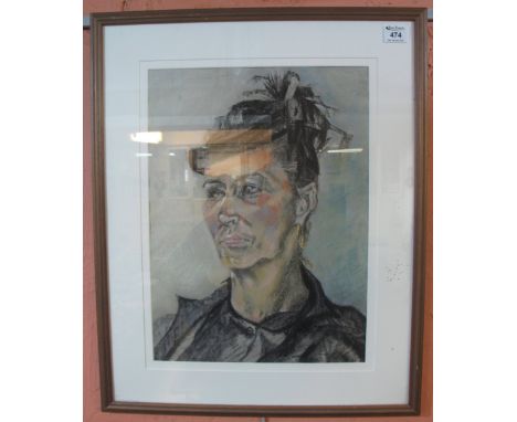 British School, (20th Century), portrait of a lady in feather hat, pastels, 46 x 34cm.(B.P. 24% incl. VAT)