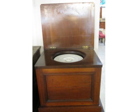 19th Century mahogany commode stool with ceramic lining.(B.P. 24% incl. VAT)