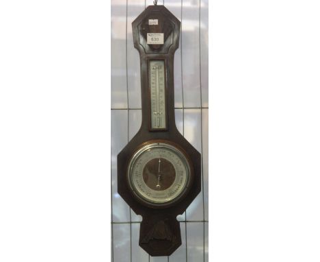 Art Deco design oak barometer by Chas Waller and Son, Southend on Sea.(B.P. 24% incl. VAT)