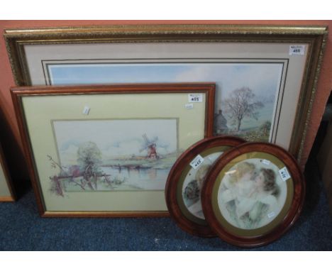 After Rex Preston, 'Almond Blossom', limited edition coloured print signed in pencil, together with three other furnishing pr