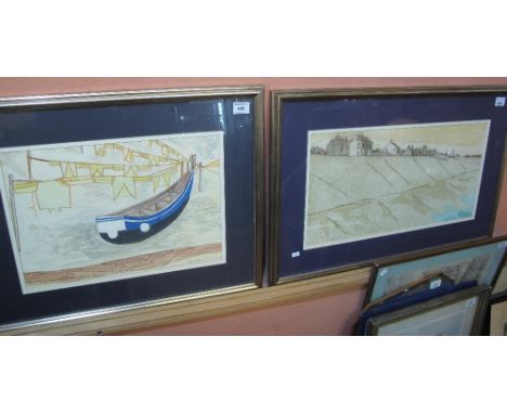 Francis Rose, (mid 20th Century), Mediterranean fishing boat, signed and dated: '52, watercolours.  32 x 45cm.  Together with
