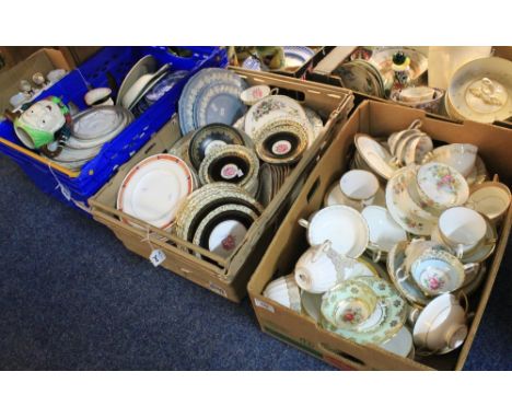 Three trays of assorted china to include: Minton; Royal Worcester; Isabella; Paragon; Royal Stafford etc.  part teaware; Spod