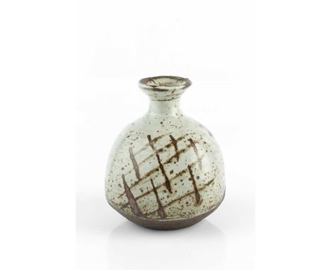 Janet Leach (1918-1997) at Leach PotteryBottle vasespeckled oatmeal glaze with crossed line detailimpressed potter's and pott