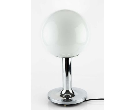 Durlston DesignTable lamp, circa 1960opaline glass shade on chrome base49cm high.