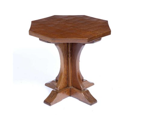 Robert Thompson of Kilburn (1876-1955)Mouseman table, circa 1940oak, octagonal topcarved mouse signature49cm high, 51cm diame