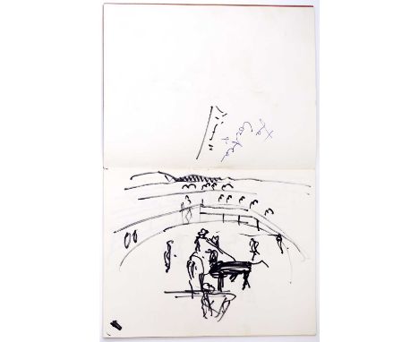 Bernard Kay (1927-2021)Bull flighting sketchbook, 1955signed by Pablo Picasso and Jean Cocteaumarker penwith a postcard from 