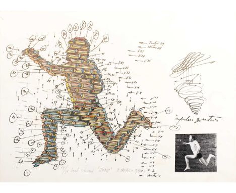 Paul Neagu (1938-2004)Jump, 197755/75, signed, titled, dated, and numbered in pencil (in the margin)lithograph with hand-colo