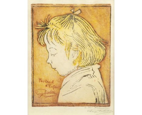 Eugène Delâtre (1864-1938)Portrait d'enfantsigned and inscribed to Edouard Kleinmann, his publisher, in pencil (in the margin