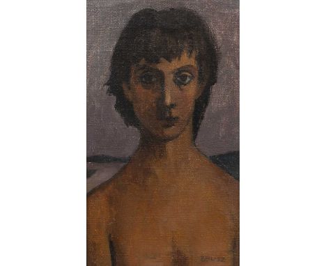Trevor Bell (1930-2017)Portrait of Dee Hobnell, 1952signed and dated (lower right)oil on board45 x 26cm. Information:Dee Hobn