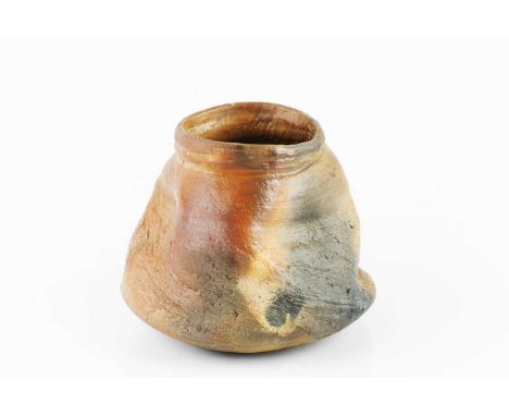 Janet Leach (1918-1997) at Leach PotteryVesselraku, twisted formimpressed potter's and pottery seals11cm high.