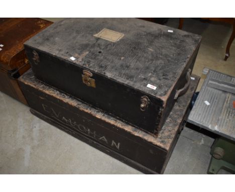 Two antique tool chests of large proportions