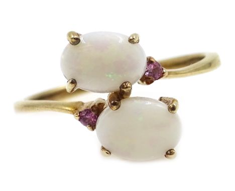 9ct gold opal and pink stone ring hallmarked Condition Report 2.1gmsize PClick here for further images, condition, auction ti