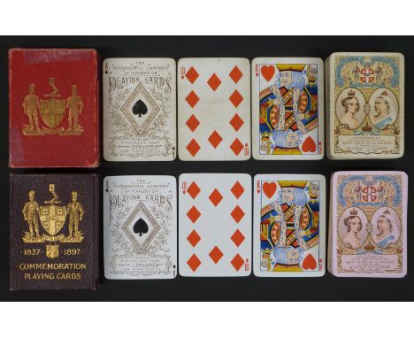 Worshipful Company of Makers of Playing Cards two pack of playing cards commemorating the 1897 diamond jubilee, in original s