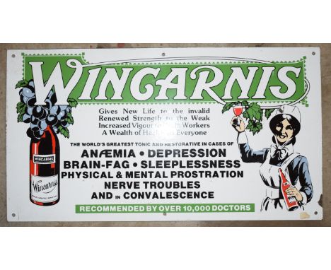 Enamel advertising sign 'Wingarnis Tonic', 32 x 58cmPLEASE NOTE this lot is located at and will be sold from Cocknells Farm, 