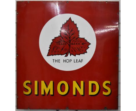 Simonds vintage enamel brewery advertising sign, 90 x 85cmPLEASE NOTE this lot is located at and will be sold from Cocknells 