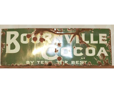 Vintage enamel advertising sign 'Bournville Cocoa', 51 x 153cmPLEASE NOTE this lot is located at and will be sold from Cockne